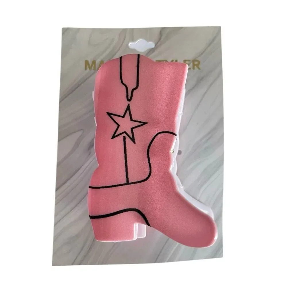 Madison Tyler Pink Western Cowboy Boot Hair Claw Clip Rodeo Country New